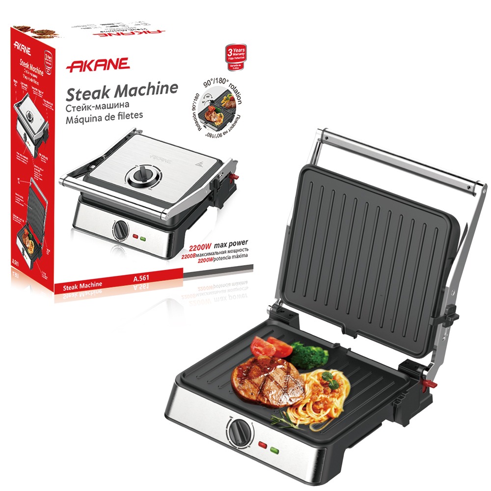 WhatsApp Image 2026-05-24 at 1.44.32 PM Electric Steak Machine 2200W | Double-Sided Non-Stick Grill 90°/180° Opening with Temperature Control & Oil Drain Pan - Image 1