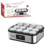 Digital Yogurt Maker 25W | 12 Glass Jars 180ml, LED Display, Timer & Temp Control