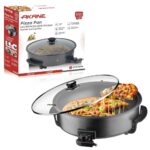 Electric Pizza Pan | Non-Stick Multi-Cooker with Glass Lid & Knob Control