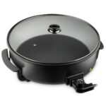 Electric Pizza Pan | Non-Stick Multi-Cooker with Glass Lid & Knob Control - Image 3