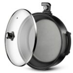 Electric Pizza Pan | Non-Stick Multi-Cooker with Glass Lid & Knob Control - Image 4