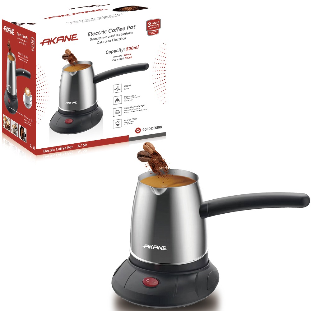 WhatsApp Image 2026-05-24 at 1.37.42 PM Electric Coffee Pot 600W | 500ml Stainless Steel, Uniform Heat, ON/OFF Knob with Light, Easy Clean - Image 1