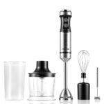 5-in-1 Blender Set – 4-Blade Immersion Blender with 500ml Chopper, 700ml Measuring Cup, Stainless Steel Whisk & Masher Attachment - Image 6
