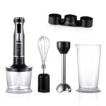 4-in-1 Hand Blender Set – 5-Speed Dial, 4-Blade Immersion Blender with 500ml Chopper, 700ml Measuring Cup, Whisk & Countertop Stand - Image 2